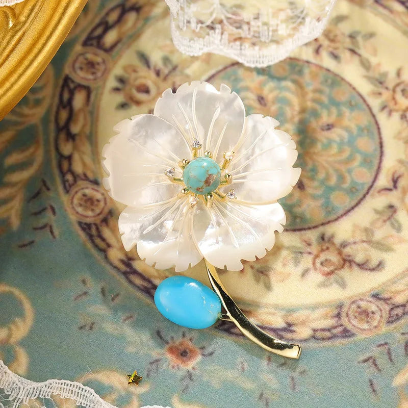 Versatile Natural Pear Shell Flower Brooch