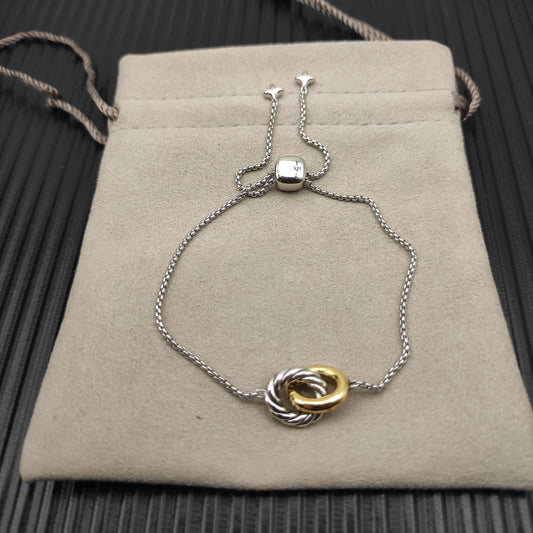 Trendy S925 Sterling Silver Double Ring Bracelet