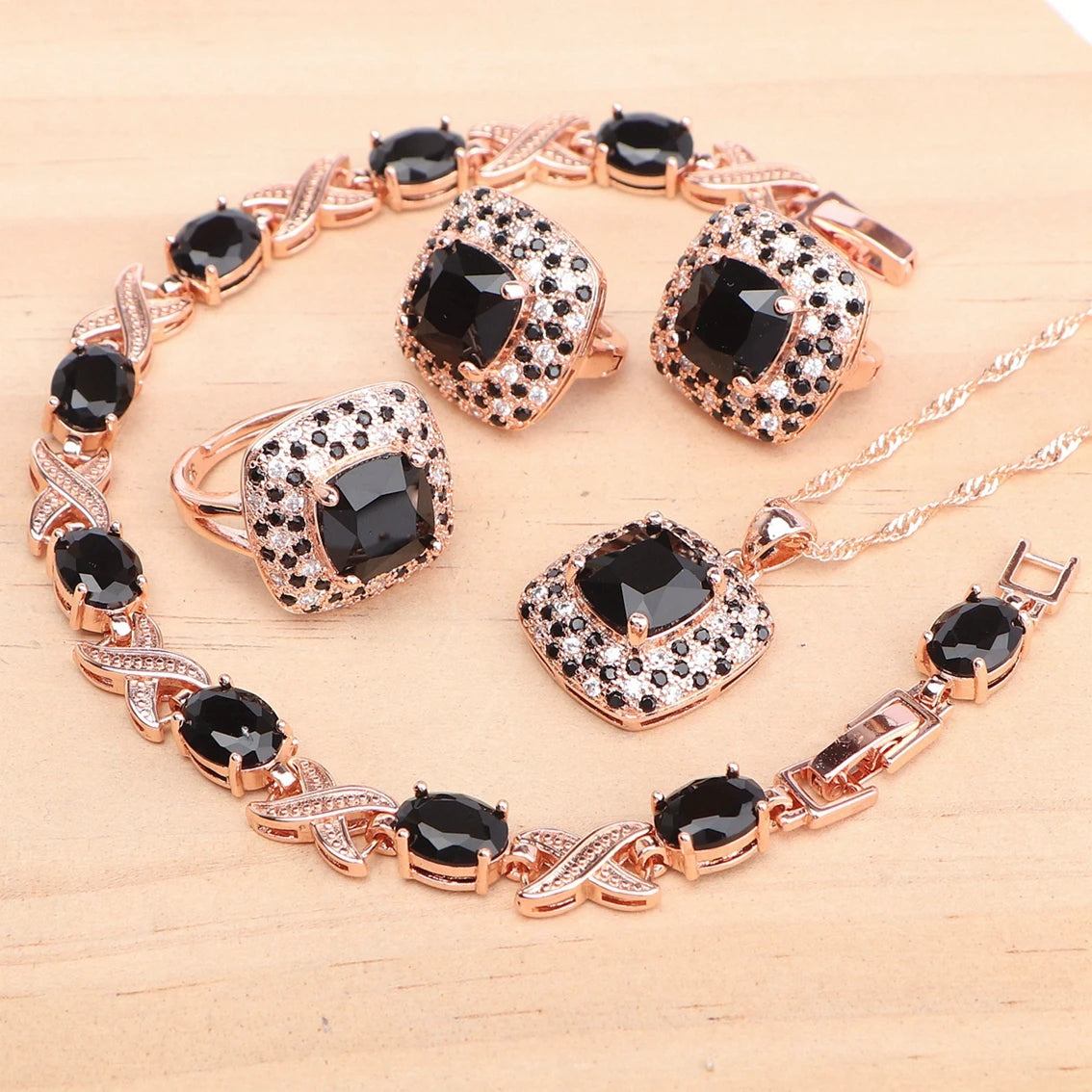 Rose Gold 925 Silver Zircon Jewelry Sets