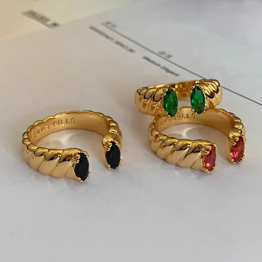 Unique Gold Engagement Ring with Sparkling Zircons