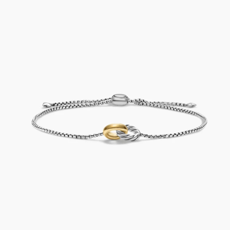 Trendy S925 Sterling Silver Double Ring Bracelet