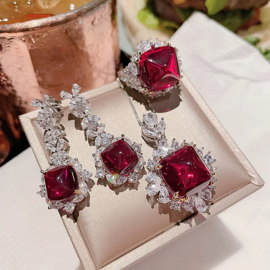 Luxury Pendant Necklace Earrings Set