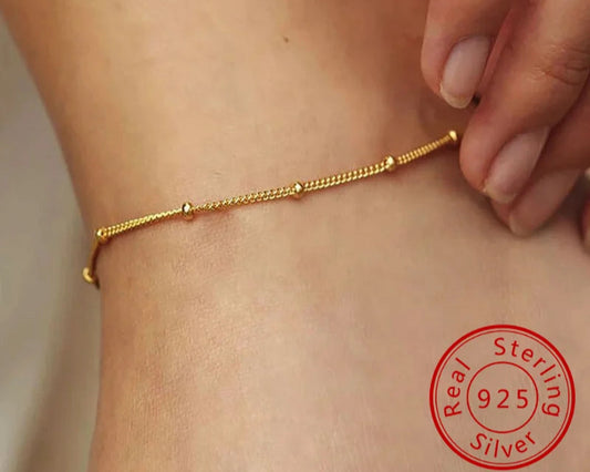 Trendy Sterling Silver Gold Plated Anklet