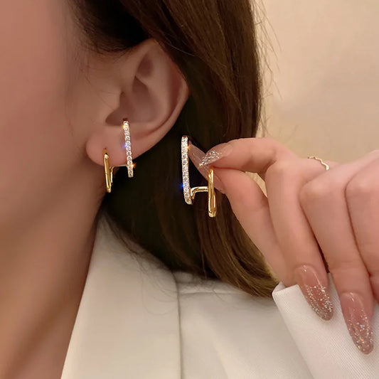 Fashion Moissanite Geometric 925 Sterling Silver Stud Earrings