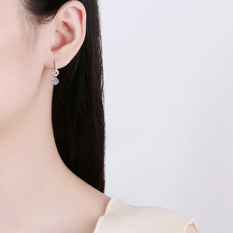 Luxury Sparkling Moissanite 925 Sterling Silver Drop Earrings
