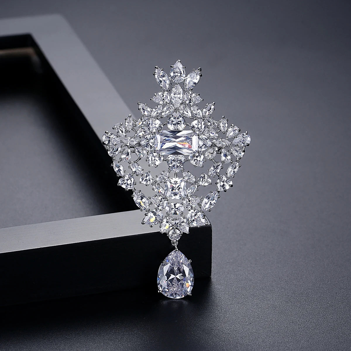 Exquisite Cubic Zircon Bouquet Brooch