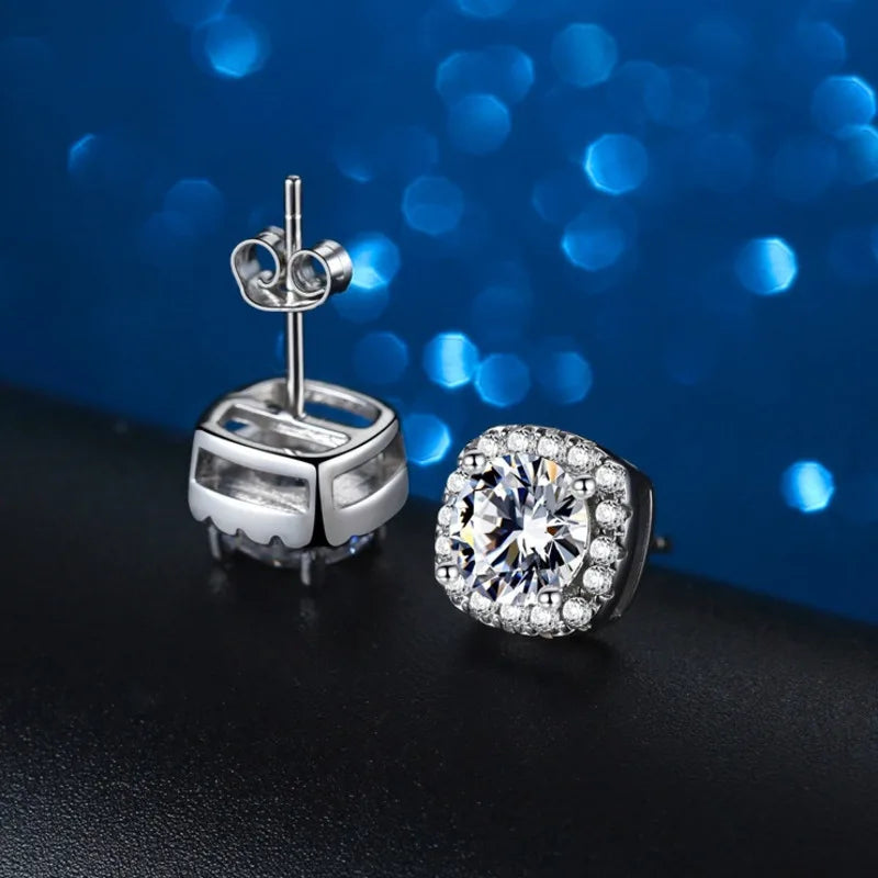 Classic Real Moissanite, S925 Sterling Silver Earrings