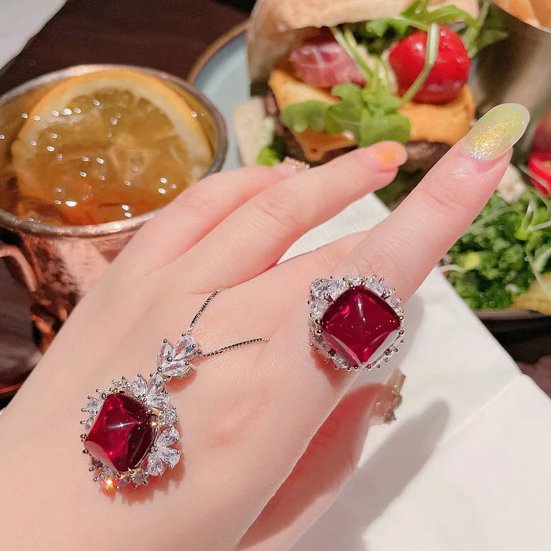 Luxury Pendant Necklace Earrings Set