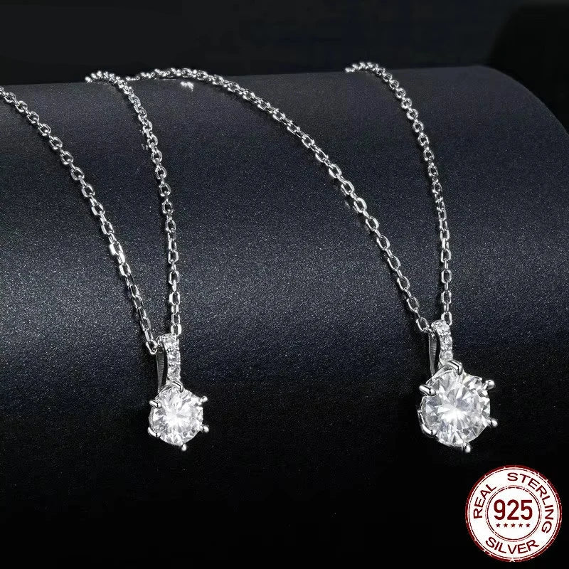 Exquidite Moissanite Pendant Necklace – D Color VVS1 Lab Diamond in 925 Silver