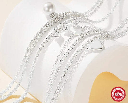 Radiant 925 Sterling Silver Shiny Zirconia Anklets