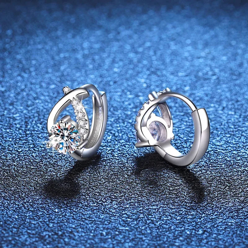 Sparkling 0.5CT Moissanite Certified 925 Sterling Silver Hoop Earrings