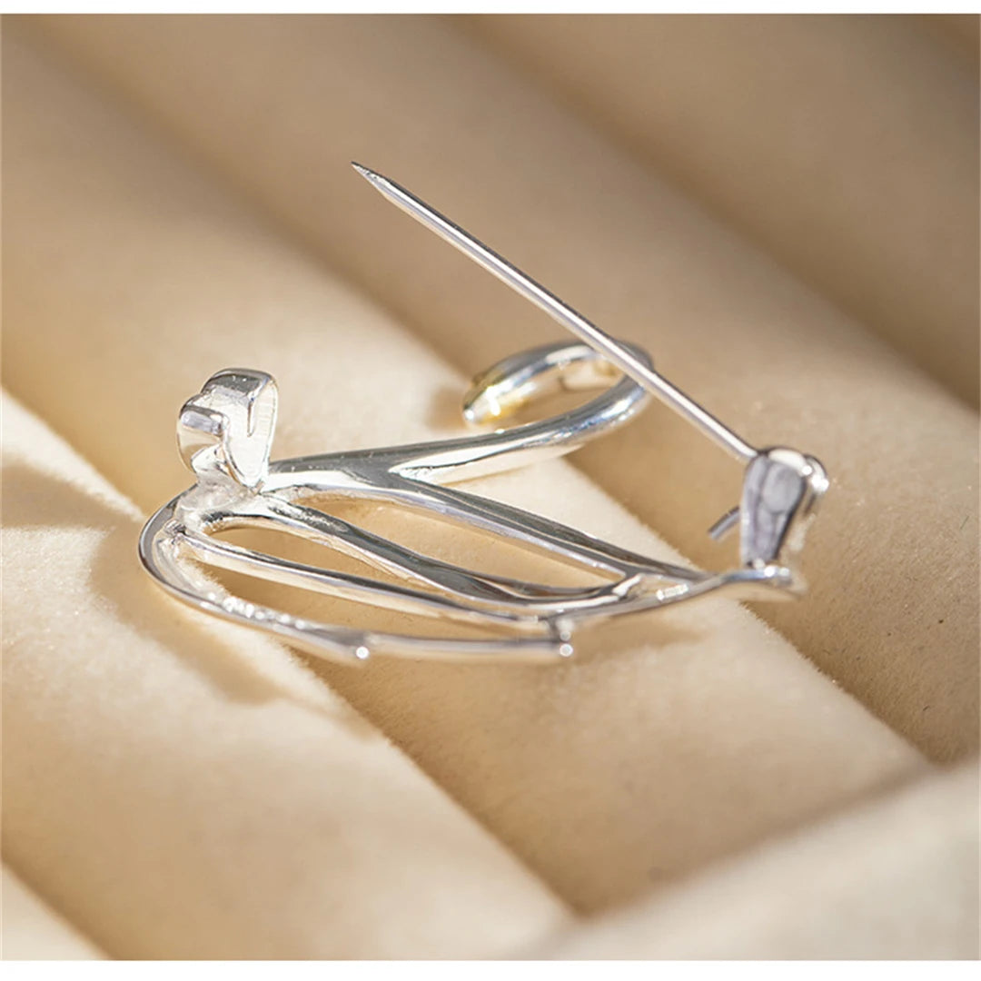 Minimalist S925Pure Silver Swan Brooch