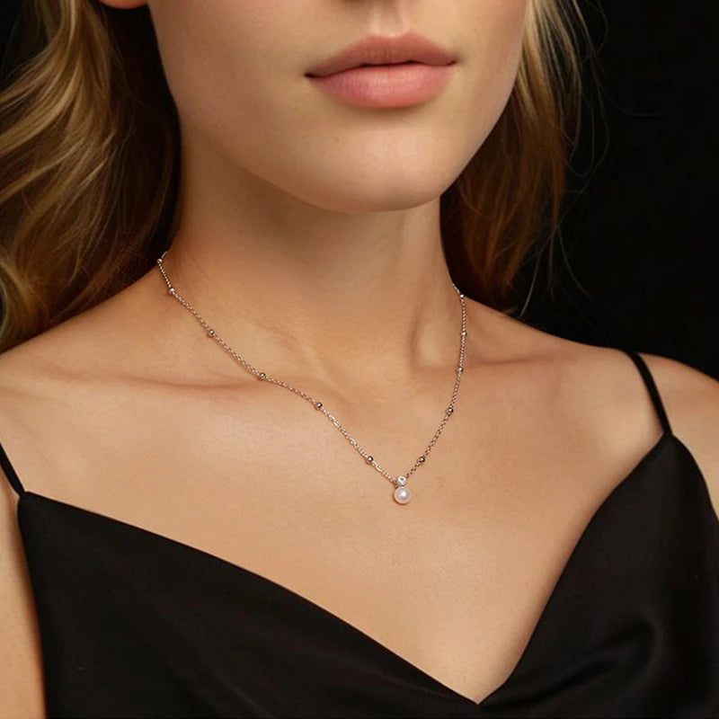 Delicate 1CT Moissanite & Pearl Jewelry Set – 925 Sterling Silver