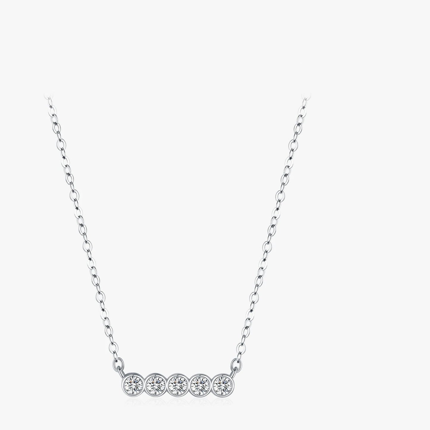 Timeless D Color Moissanite Stackable Pendant Necklace – 925 Sterling Silver Lab Diamond Chain
