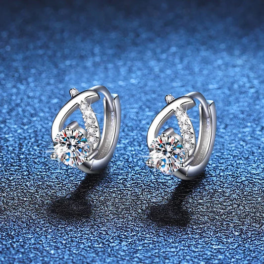 Sparkling 0.5CT Moissanite Certified 925 Sterling Silver Hoop Earrings