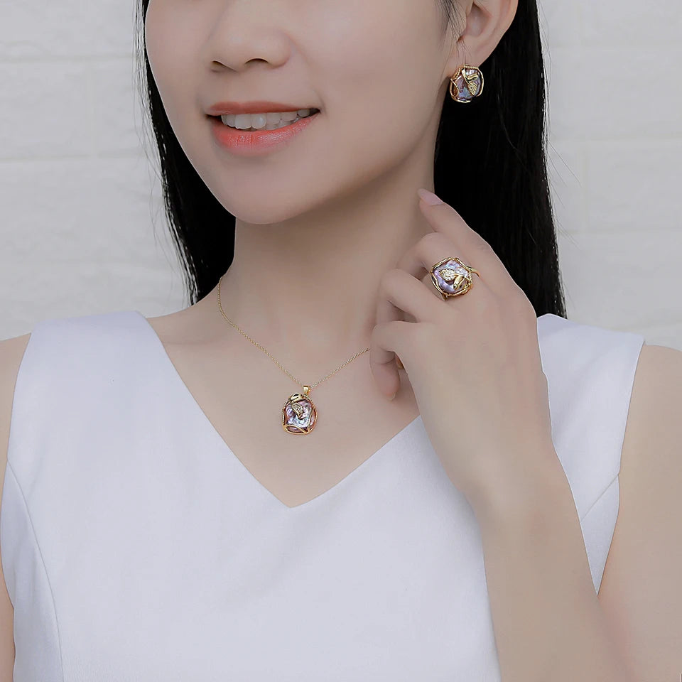 Chic Natural Freshwater Pearl Jewelry Set