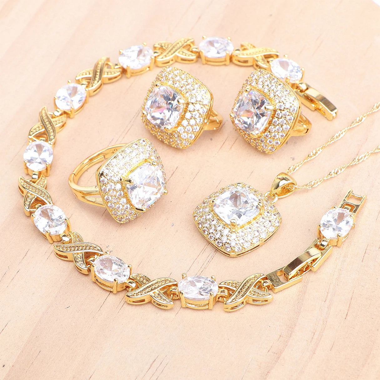 Rose Gold 925 Silver Zircon Jewelry Sets