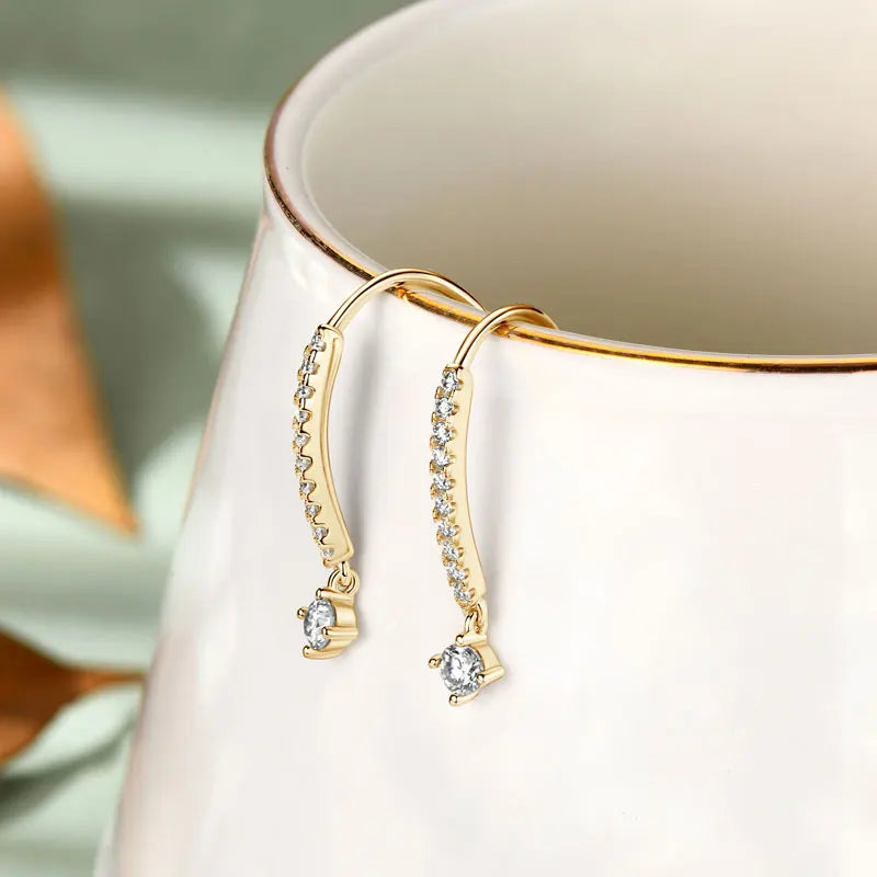 Round Moissanite 925 Sterling Silver U-shaped Stud Earrings