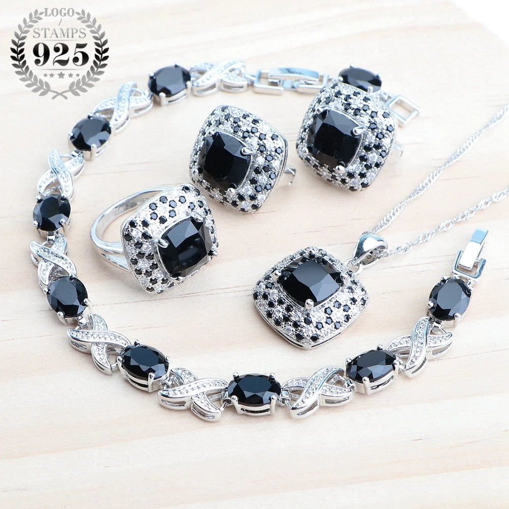 Rose Gold 925 Silver Zircon Jewelry Sets