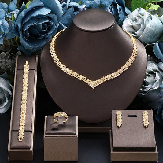 Sparkling 4-Piece Gold-Plated Jewelry Set