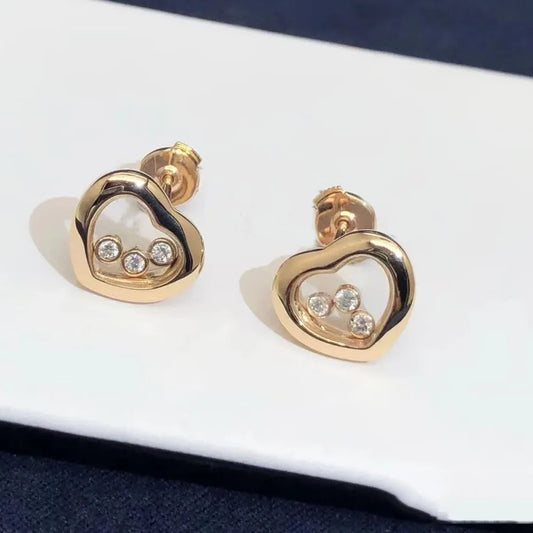 Minimalist 18K Gold Plated Geometric Heart Stud Earrings