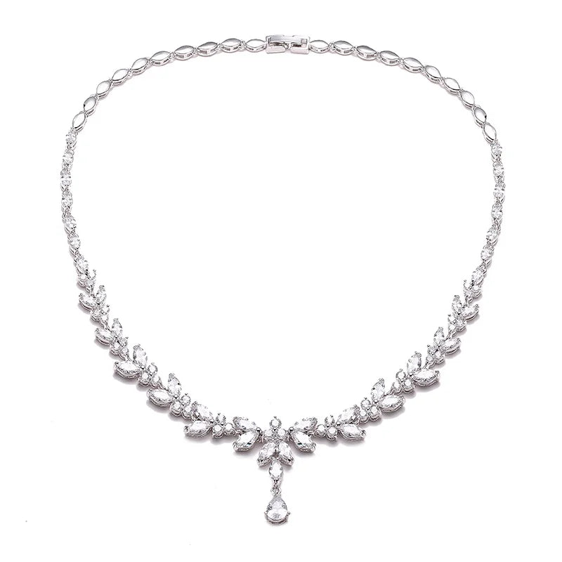 Luxury Exquisite Marquise Cut Cubic Zircon Leaf Necklaces