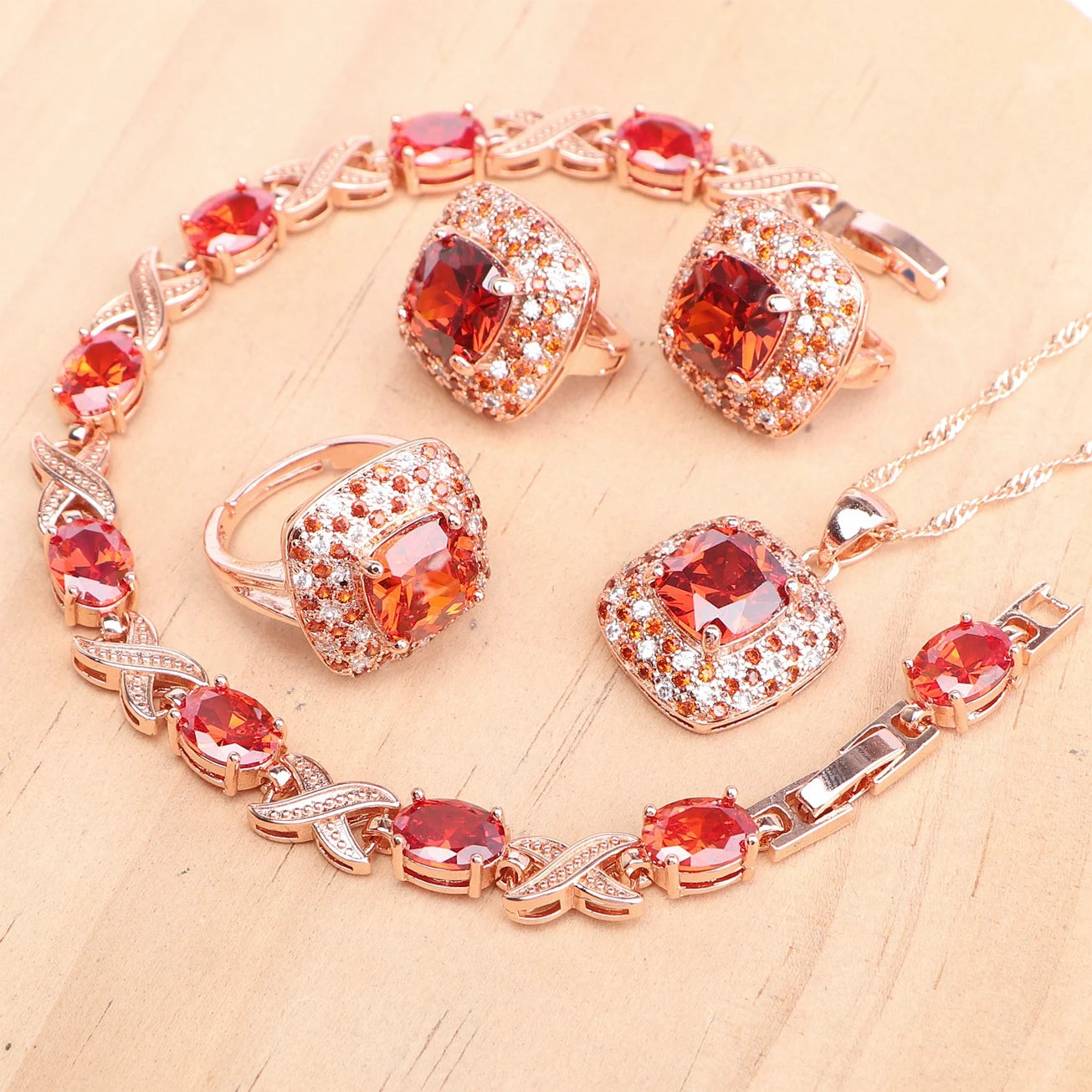 Rose Gold 925 Silver Zircon Jewelry Sets