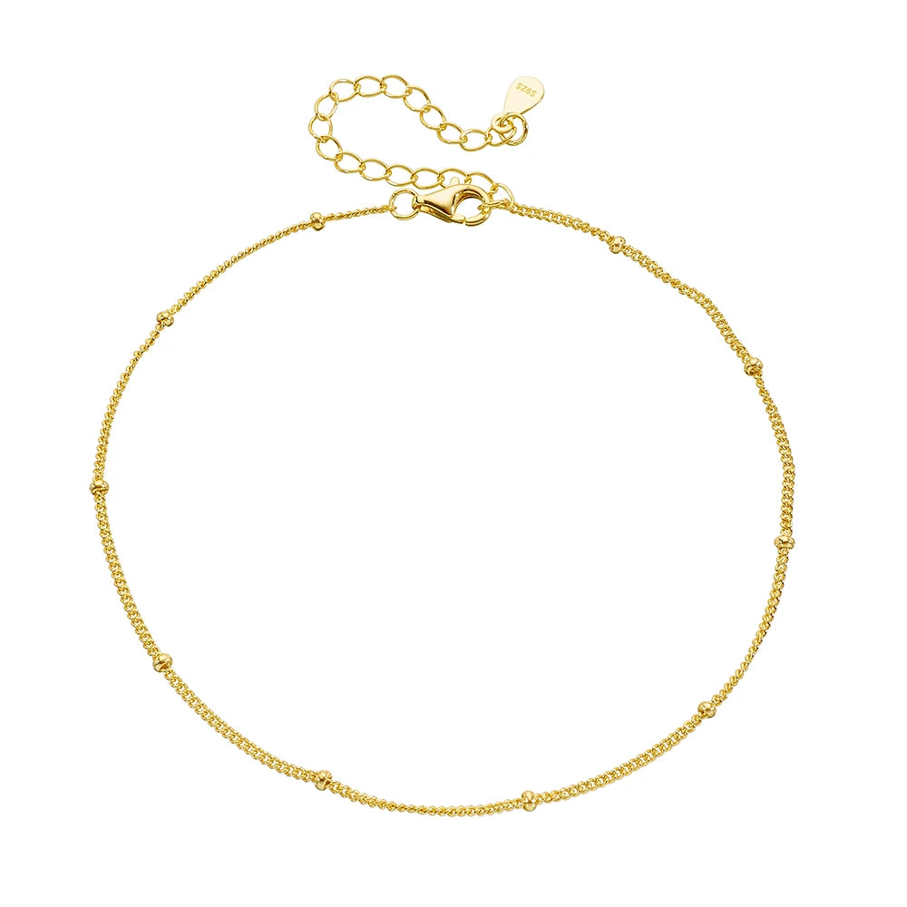 Trendy Sterling Silver Gold Plated Anklet