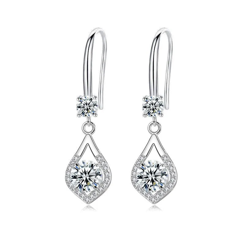 Stylish 925 Sterling Silver 1-2 Carat Moissanite Water Drop Earrings