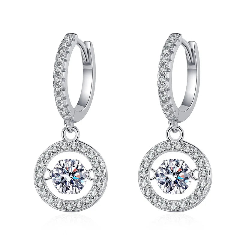 Elegant 1CT Moissanite Beating Heart Drop Earrings – White Gold Plated S925 Silver