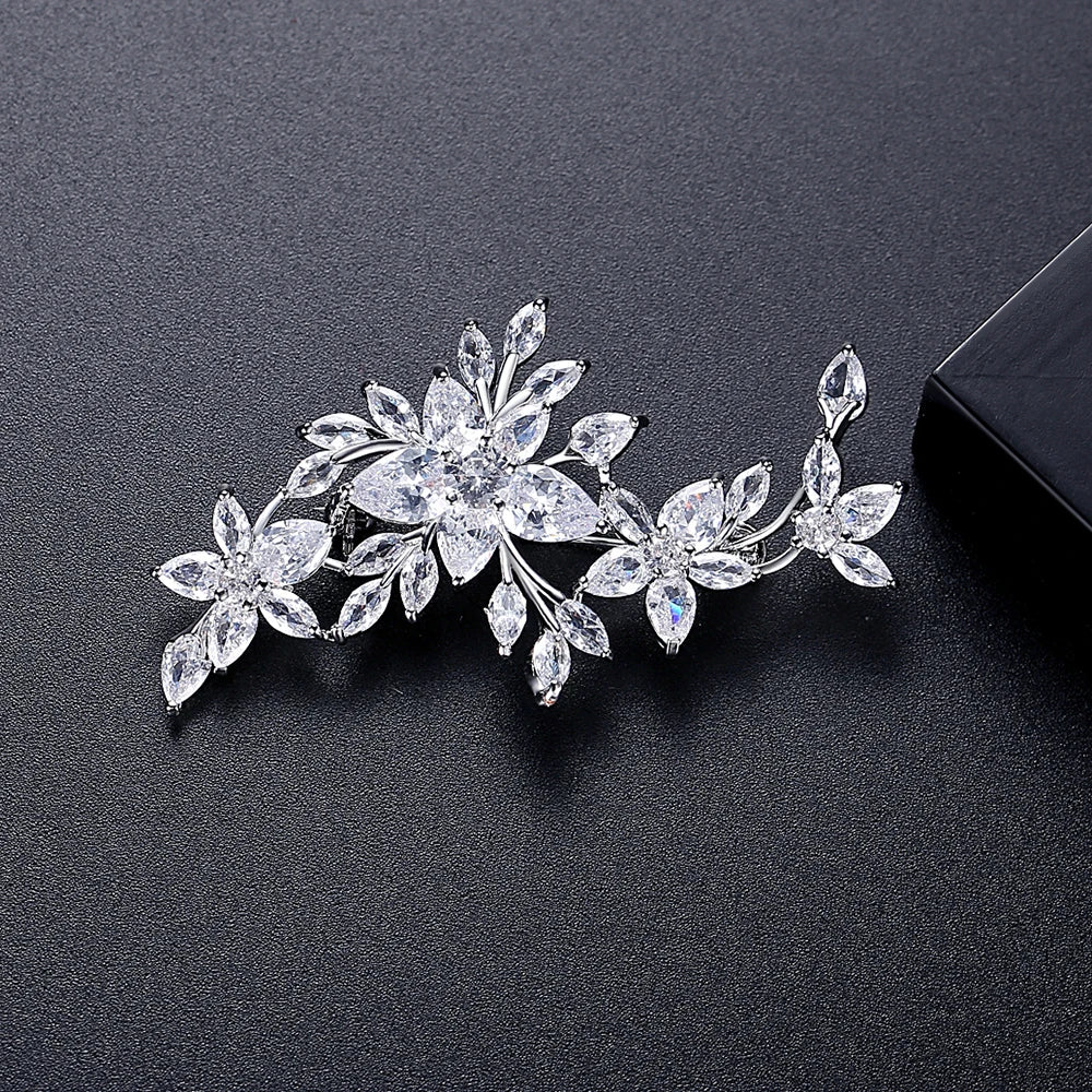 Dazzling Cubic Zirconia Flower Brooch
