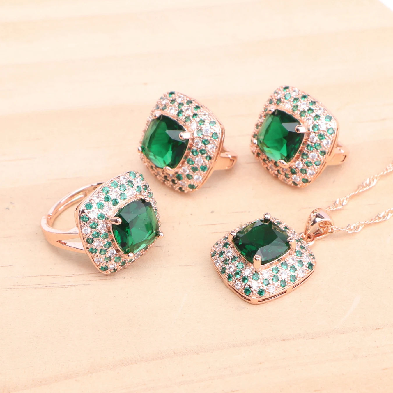 Rose Gold 925 Silver Zircon Jewelry Sets