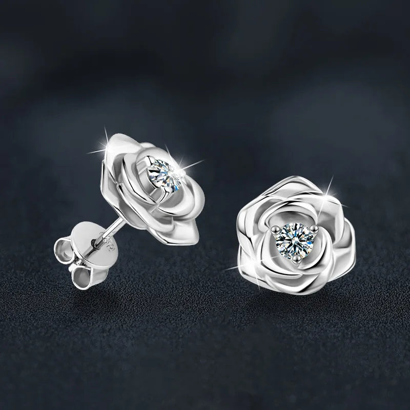 Exquisite Floral S925 Sterling Silver D-Color Moissanite Earrings