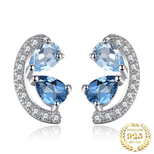 Shimmering Natural Sky Blue Topaz 925 Sterling Silver Earrings