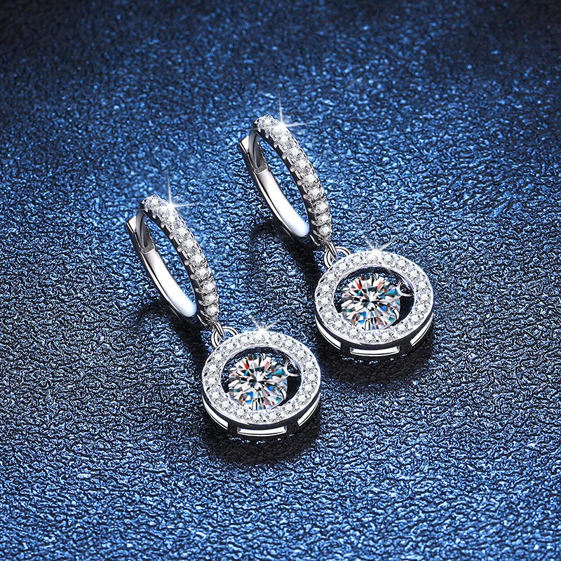 Elegant 1CT Moissanite Beating Heart Drop Earrings – White Gold Plated S925 Silver