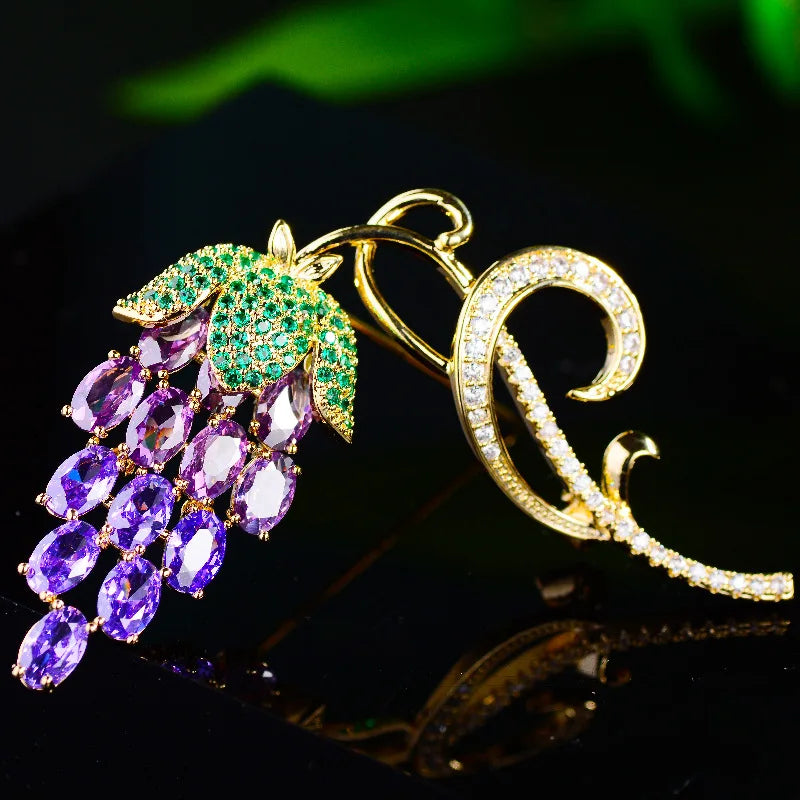 Elegant Grape Fruit Brooch