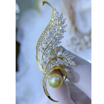 Radiant Natural White Pearl Ear of Wheat  Corsage Brooch