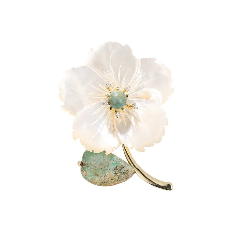 Versatile Natural Pear Shell Flower Brooch