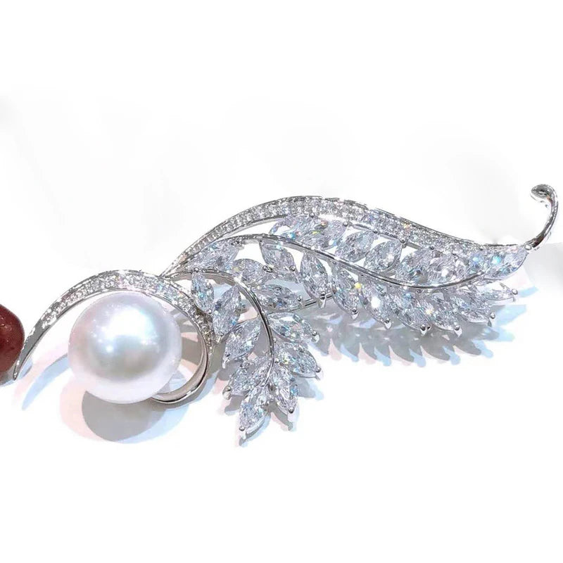 Radiant Natural White Pearl Ear of Wheat  Corsage Brooch