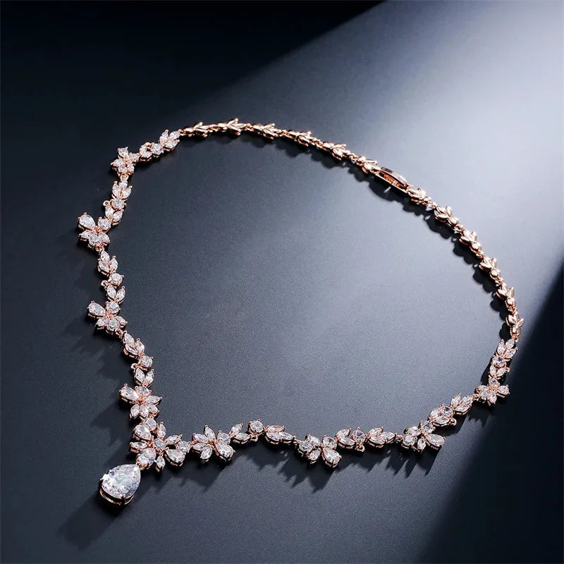 Luxury Exquisite Marquise Cut Cubic Zircon Leaf Necklaces