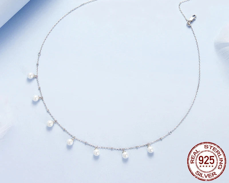 Sleek Shell Pearl 925 Sterling Silver Necklace