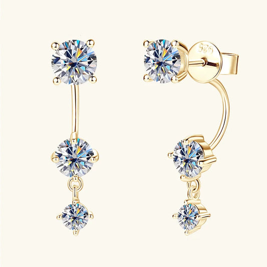 Sophisticated Moissanite 925 Sterling Silver Double Sided Earring