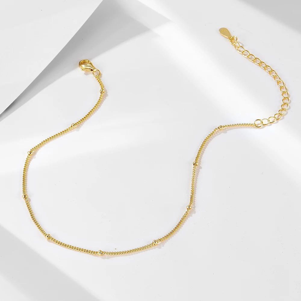 Trendy Sterling Silver Gold Plated Anklet