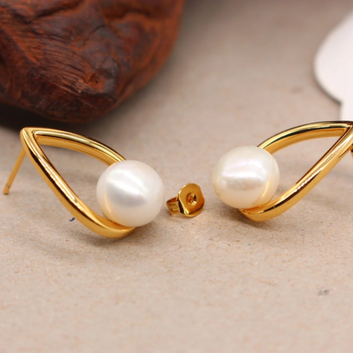 Timeless Natural Freshwater Pearl Teardrop Stud Earrings