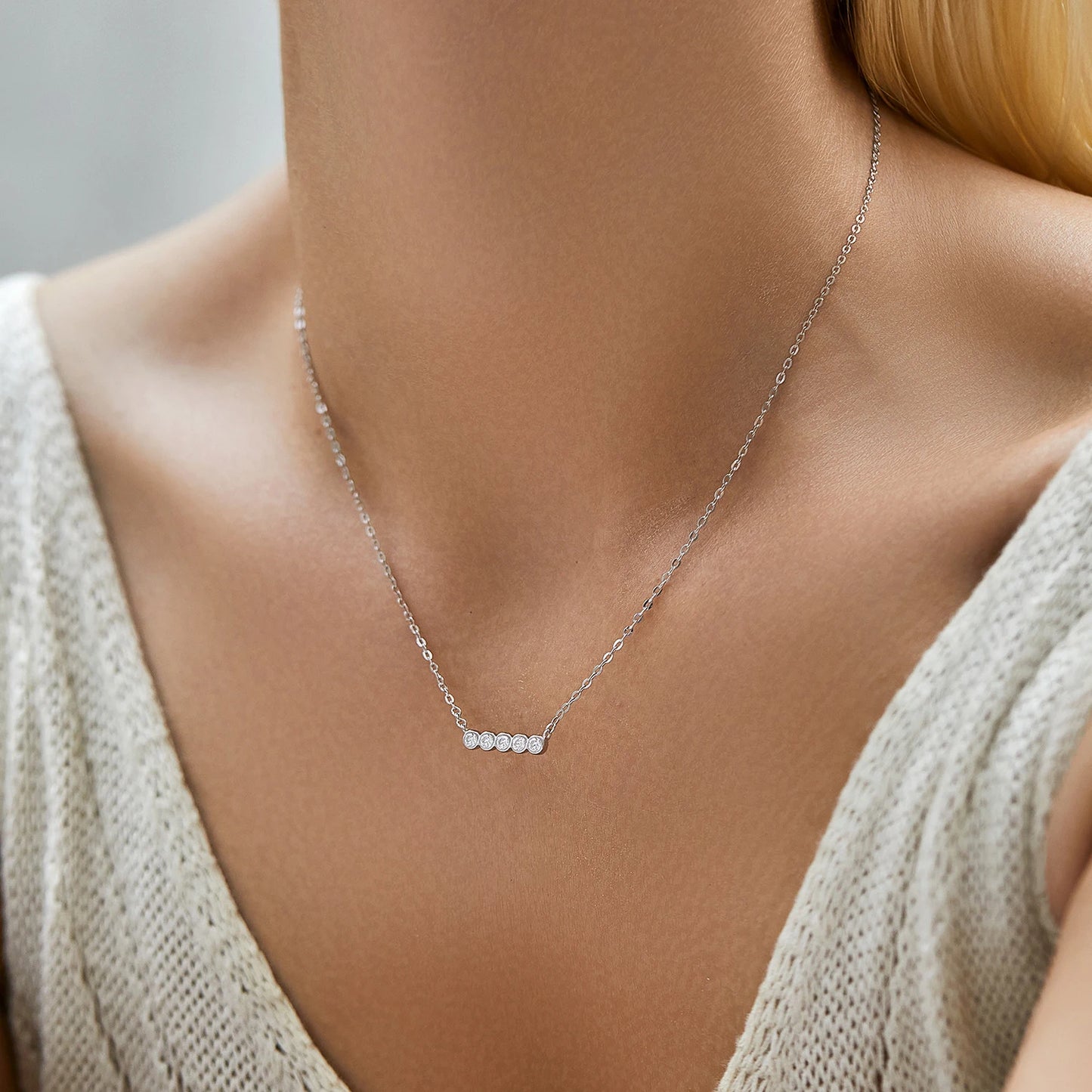 Timeless D Color Moissanite Stackable Pendant Necklace – 925 Sterling Silver Lab Diamond Chain