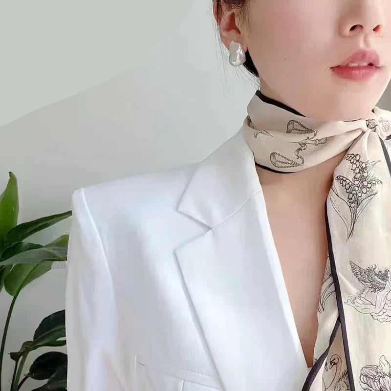 Exquisite Natural Fresh Water Irregular Aurora Bright White Baroque Pearl Earrings