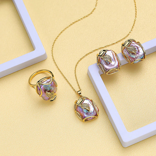 Chic Natural Freshwater Pearl Jewelry Set
