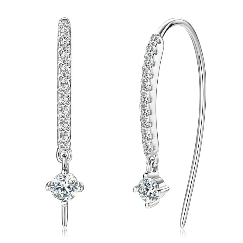 Round Moissanite 925 Sterling Silver U-shaped Stud Earrings