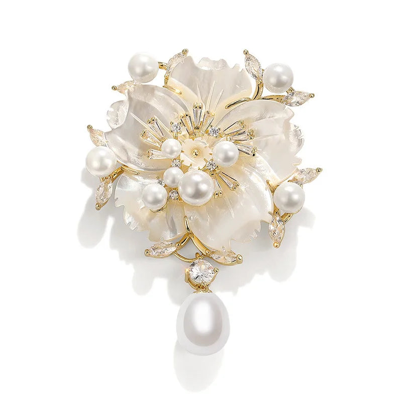 Luxury High-end Shell Flower Brooches