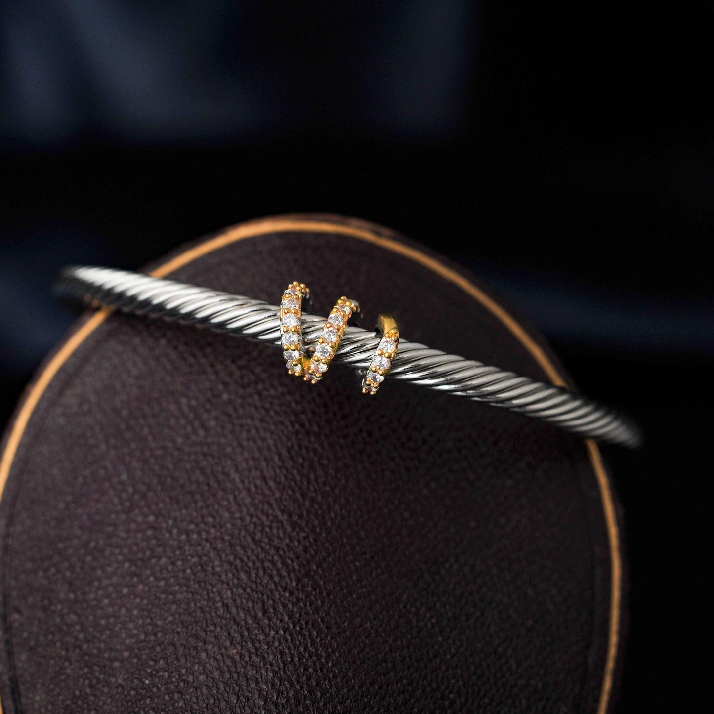 Chic Copper Rope Vintage Cubic Zirconia Adjustable Stackable Bangle Cuff